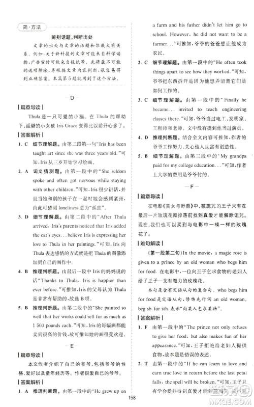 2020星火英语巅峰训练中考完形填空与阅读理解210篇答案 2020星火英语巅峰训练中考完形填空与阅读理解210篇答案