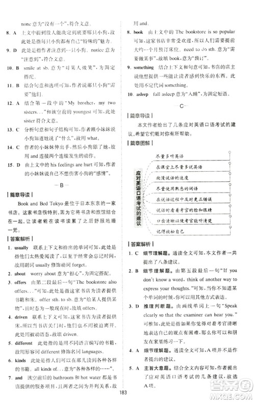 2020星火英语巅峰训练中考完形填空与阅读理解210篇答案 2020星火英语巅峰训练中考完形填空与阅读理解210篇答案