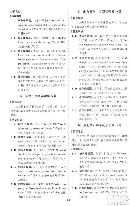 2020星火英语巅峰训练中考完形填空与阅读理解210篇答案 2020星火英语巅峰训练中考完形填空与阅读理解210篇答案