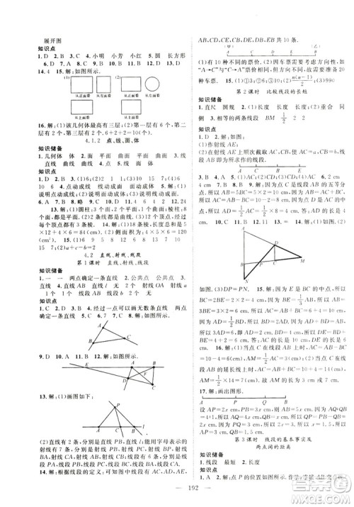 智慧万羽2019名师学案分层进阶学习七年级数学上册答案