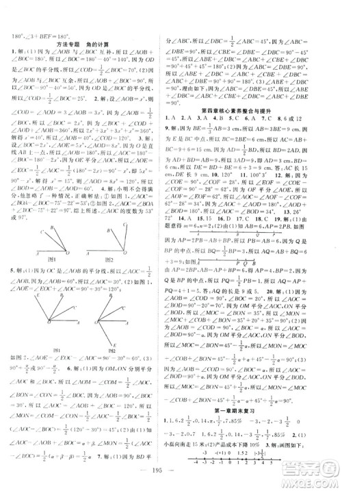 智慧万羽2019名师学案分层进阶学习七年级数学上册答案