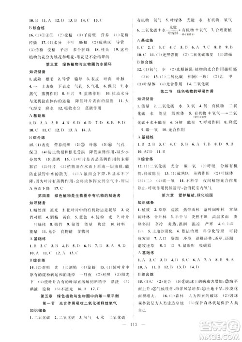 智慧万羽2019名师学案分层进阶学习七年级生物上册答案 智慧万羽2019名师学案分层进阶学习七年级生物上册答案