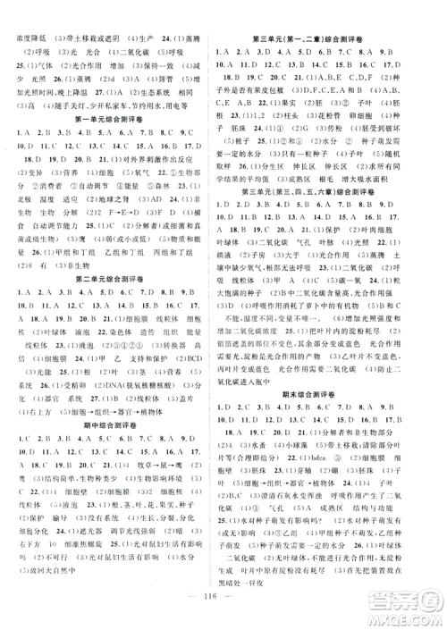 智慧万羽2019名师学案分层进阶学习七年级生物上册答案 智慧万羽2019名师学案分层进阶学习七年级生物上册答案