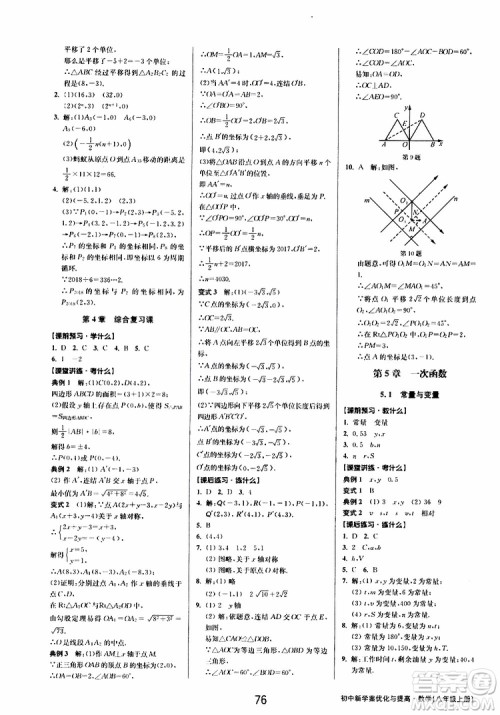 BBS系列2019年初中新学案优化与提高数学八年级上册A本参考答案