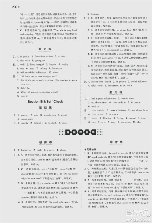 湖南教育出版社2020一本同步训练9年级英语人教版全一册答案