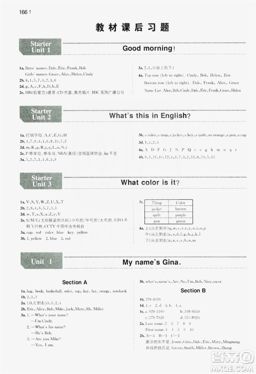 湖南教育出版社2020一本同步训练七年级上册初中英语人教版答案 湖南教育出版社2020一本同步训练七年级上册初中英语人教版答案