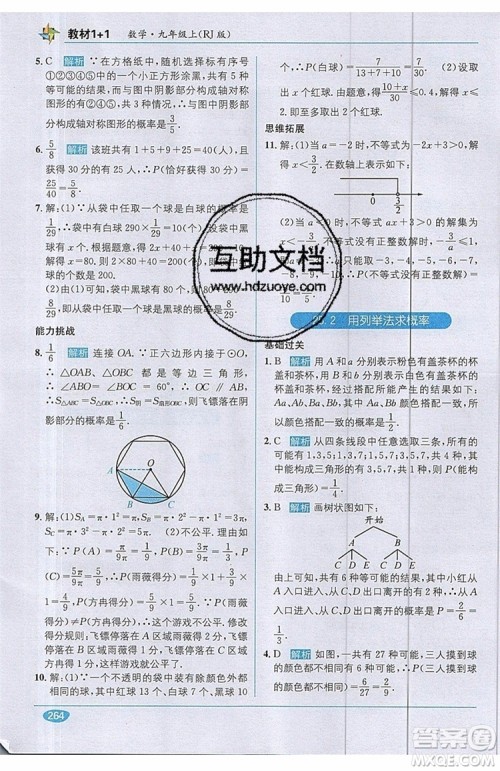全能学练2019秋教材1+1优化创新训练数学九年级上册RJ版人教版参考答案