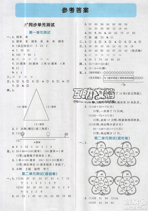 西安出版社小儿郎2019曲一线53全优卷小学数学二年级上册人教RJ版答案