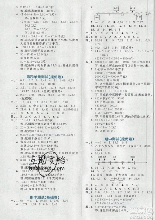 西安出版社小儿郎2019曲一线53全优卷小学数学五年级上册苏教SJ版参考答案 西安出版社小儿郎2019曲一线53全优卷小学数学五年级上册苏教SJ版参考答案