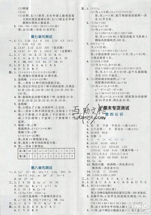 西安出版社小儿郎2019曲一线53全优卷小学数学五年级上册苏教SJ版参考答案 西安出版社小儿郎2019曲一线53全优卷小学数学五年级上册苏教SJ版参考答案