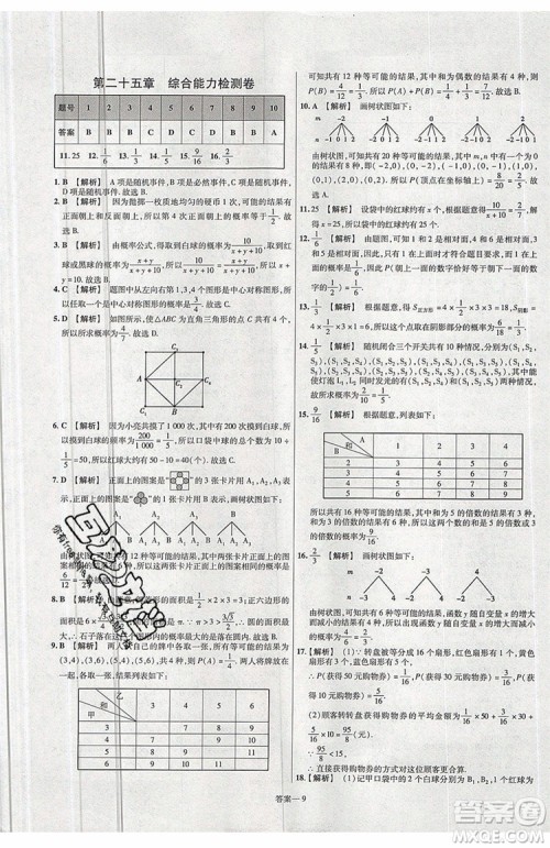 天星教育2020版初中数学一遍过九年级上RJ版人教版参考答案