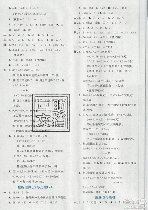 西安出版社小儿郎2019曲一线53全优卷小学数学五年级上册人教RJ版答案 西安出版社小儿郎2019曲一线53全优卷小学数学五年级上册人教RJ版答案