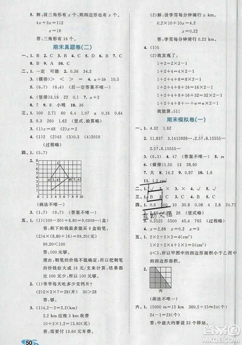 西安出版社小儿郎2019曲一线53全优卷小学数学五年级上册人教RJ版答案 西安出版社小儿郎2019曲一线53全优卷小学数学五年级上册人教RJ版答案