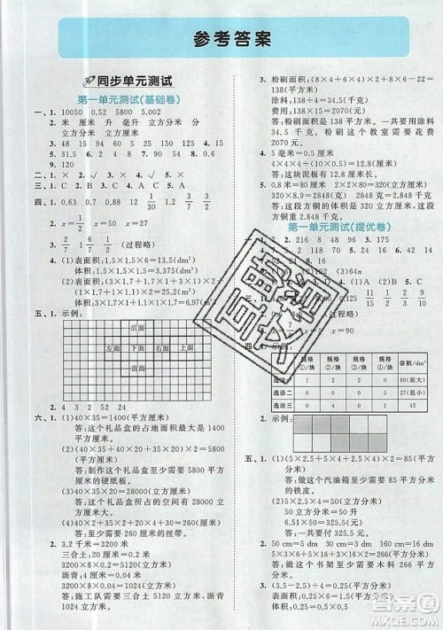 西安出版社小儿郎2019曲一线53全优卷小学数学六年级上册苏教SJ版参考答案