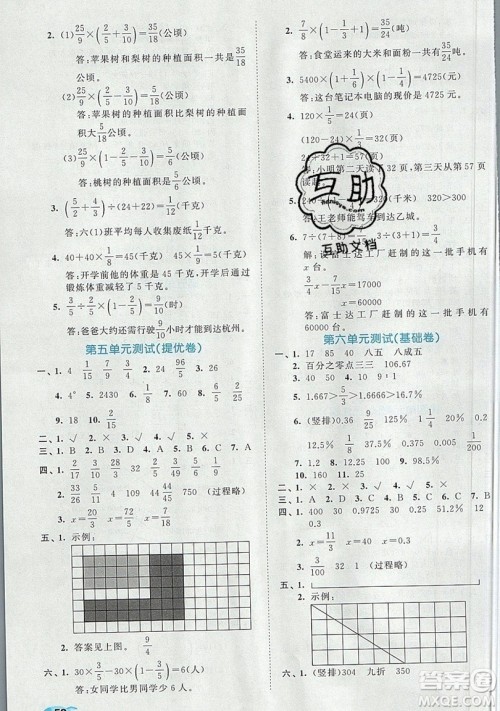 西安出版社小儿郎2019曲一线53全优卷小学数学六年级上册苏教SJ版参考答案 西安出版社小儿郎2019曲一线53全优卷小学数学六年级上册苏教SJ版参考答案