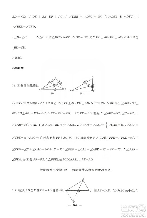 四川大学出版社2019名校课堂内外八年级数学上册人教版答案