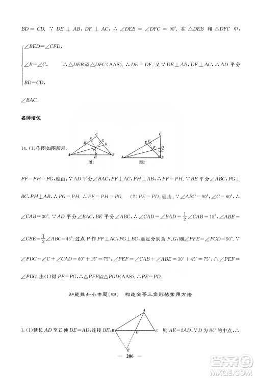 四川大学出版社2019名校课堂内外八年级数学上册人教版答案