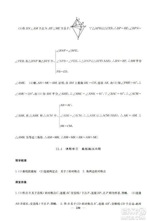 四川大学出版社2019名校课堂内外八年级数学上册人教版答案