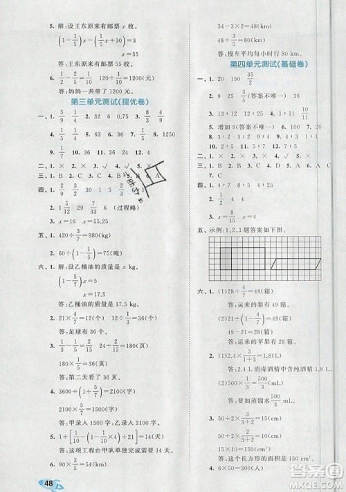 西安出版社小儿郎2019曲一线53全优卷小学数学六年级上册人教RJ版答案 西安出版社小儿郎2019曲一线53全优卷小学数学六年级上册人教RJ版答案