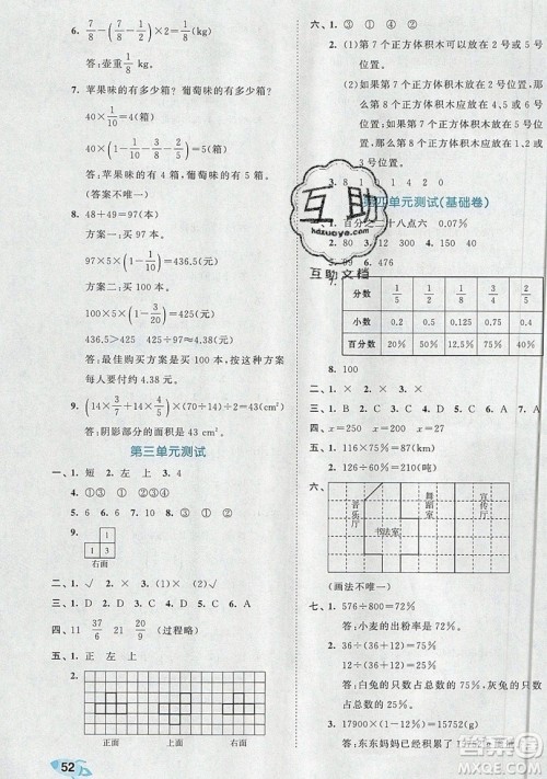 西安出版社小儿郎2019曲一线53全优卷小学数学六年级上册北师大BSD版答案 西安出版社小儿郎2019曲一线53全优卷小学数学六年级上册北师大BSD版答案