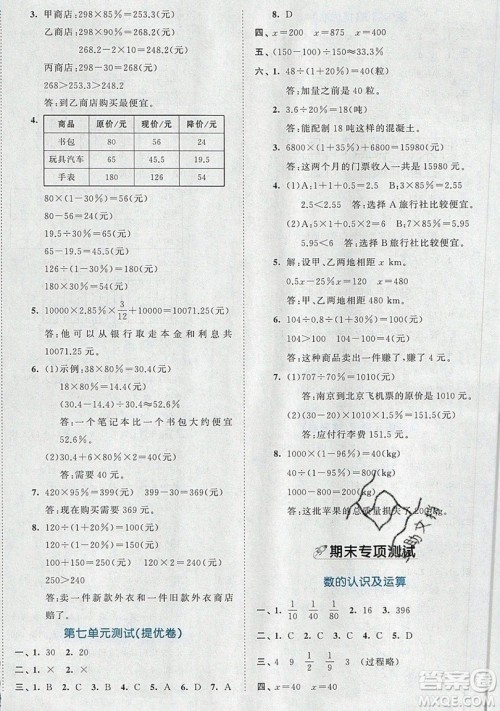 西安出版社小儿郎2019曲一线53全优卷小学数学六年级上册北师大BSD版答案 西安出版社小儿郎2019曲一线53全优卷小学数学六年级上册北师大BSD版答案