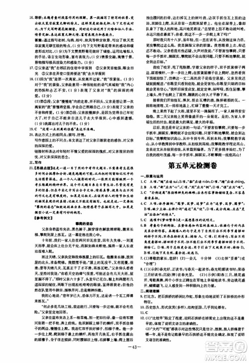 2020版导与练练案课时作业本语文八年级上册人教版参考答案