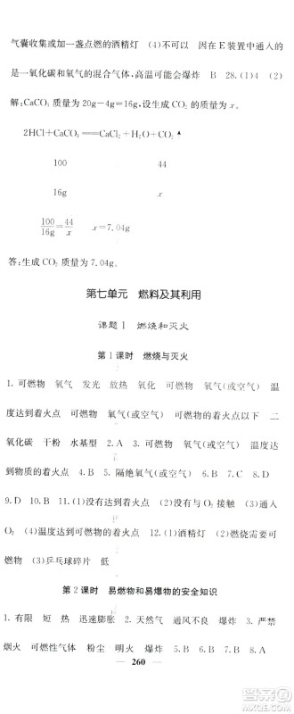 名校课堂内外2019九年级全一册化学人教版答案