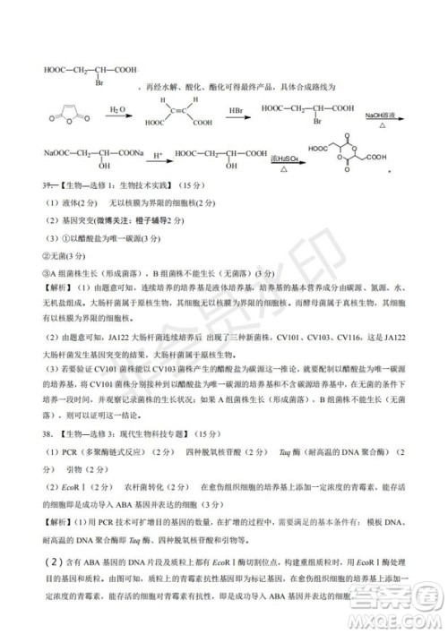 2020届西南名校联盟高考适应性月考卷一文理综试题及答案