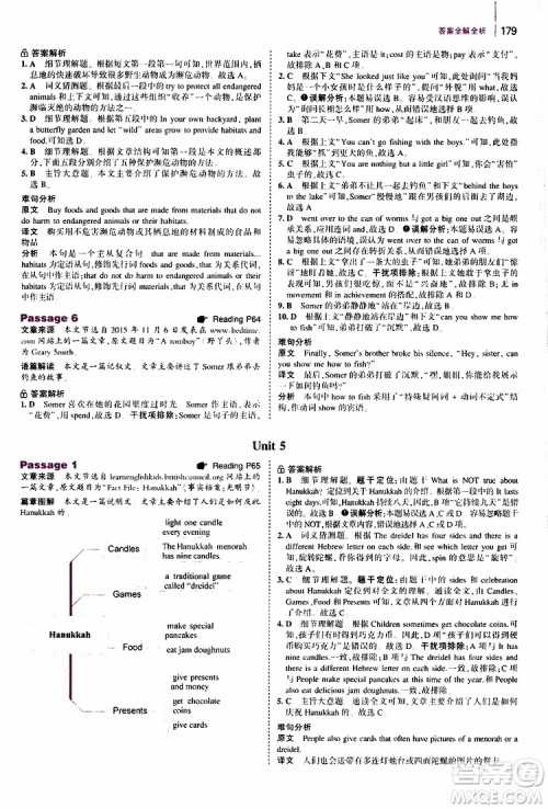 曲一线2020版53英语中考英语完形填空与阅读理解150+50篇通用版参考答案