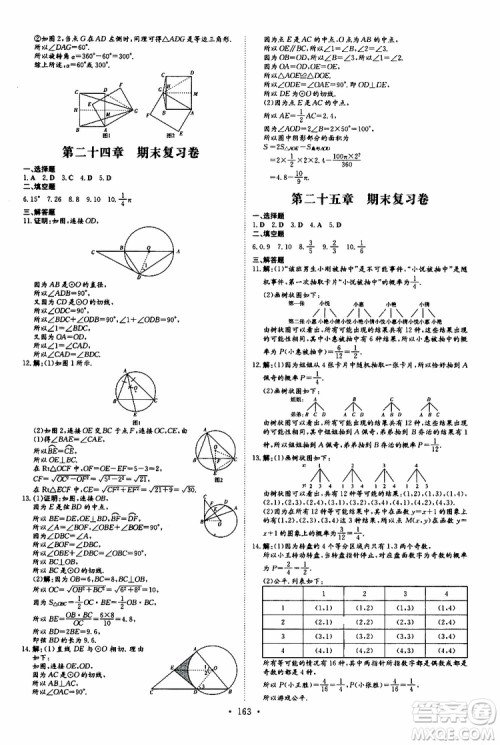 导与练2020版练案课时作业本九年级上册数学人教版参考答案