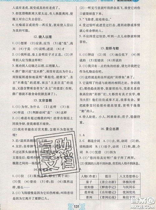 2019新版新黑马阅读古诗文课外阅读四年级人教版答案 2019新版新黑马阅读古诗文课外阅读四年级人教版答案