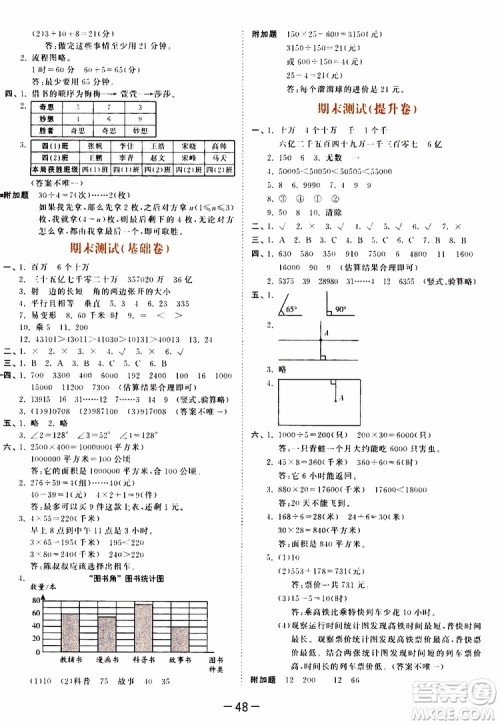 小儿郎2019秋新版53天天练数学四年级上册人教版RJ参考答案