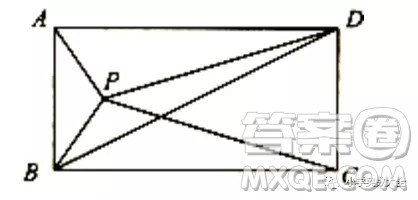 P为长方形ABCD内一点(如图),角形PAB的面积等于5,三角形PBC的面积等于13.问:角形PBD的面积是多少? P为长方形ABCD内一点(如图),角形PAB的面积等于5,三角形PBC的面积等于13.问:角形PBD的面积是多少?