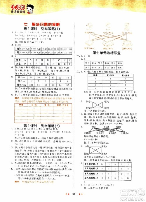 2019秋小儿郎53天天练五年级数学上册SJ苏教版参考答案