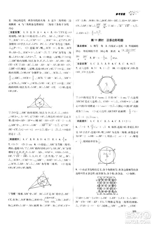南京大学出版社2019金3练课堂作业实验提高训练九年级数学上册新课标全国版答案