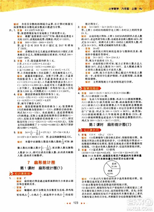 小儿郎2019年53天天练小学数学六年级上册人教版RJ参考答案