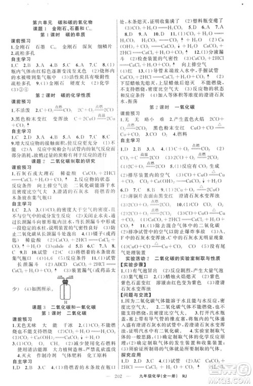云南美术出版社2019年学生课程精巧训练九年级化学上册人教版答案