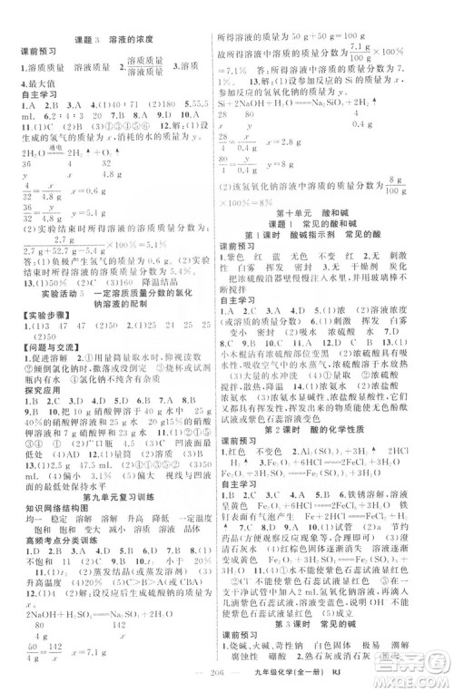 云南美术出版社2019年学生课程精巧训练九年级化学上册人教版答案
