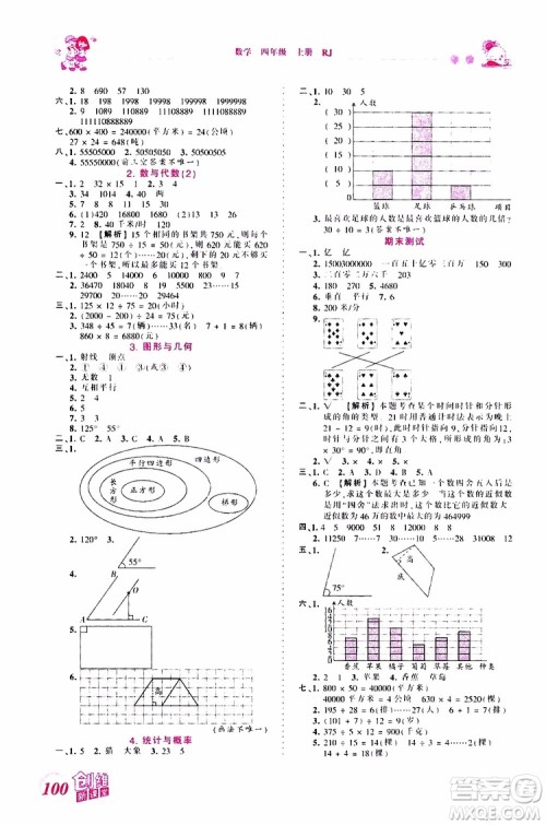 2019秋王朝霞创维新课堂小学四年级上册数学RJ人教版参考答案