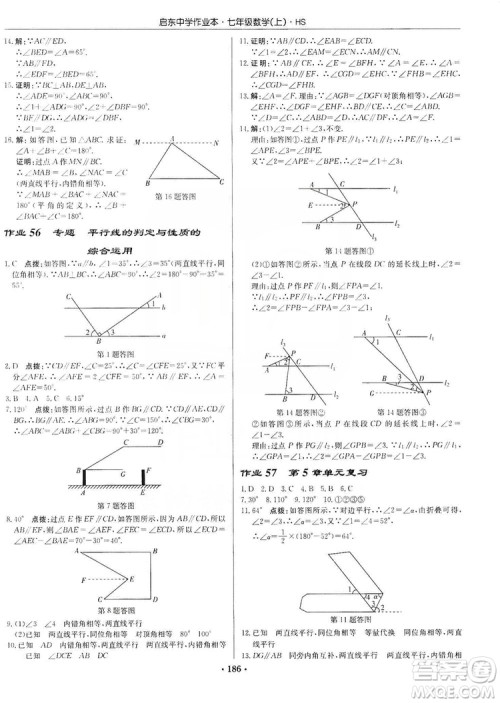 龙门书局2019启东中学作业本7年级数学上册华师HS版答案