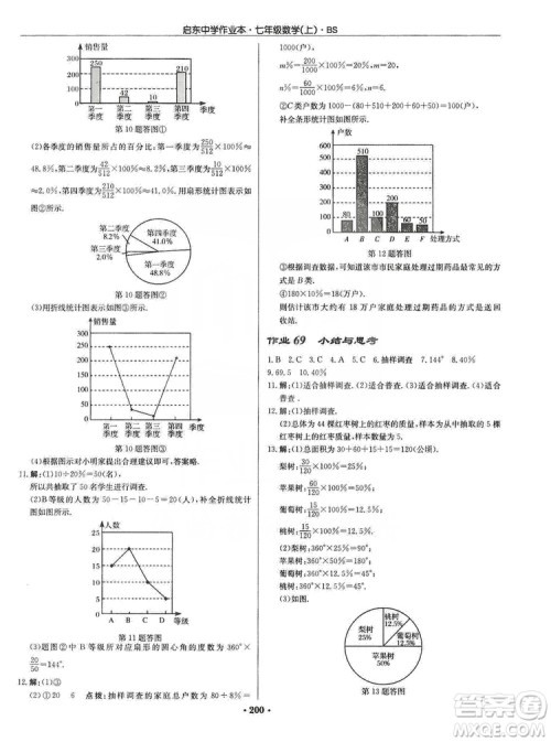 龙门书局2019启东中学作业本七年级数学上册北师大BS版答案