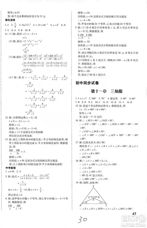 2019本土攻略八年级数学上册人教版RJ版答案