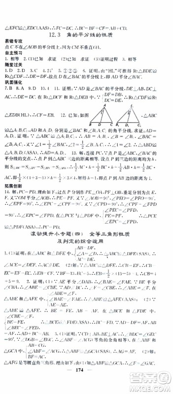梯田文化2019年课堂点睛数学八年级上册人教版参考答案