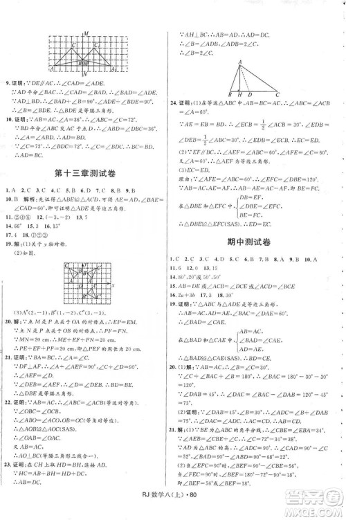 2019夺冠百分百初中优化测试卷八年级数学人教版上册答案