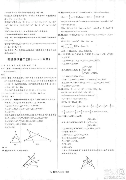 2019夺冠百分百初中优化测试卷八年级数学人教版上册答案