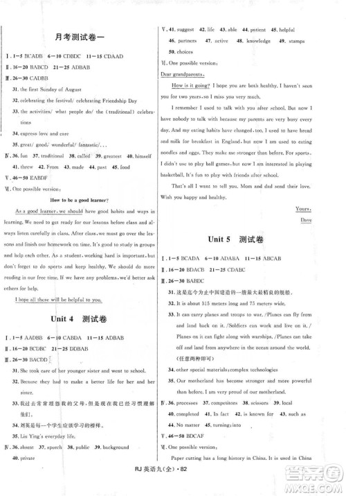 2019夺冠百分百初中优化测试卷英语九年级全一册人教版答案 2019夺冠百分百初中优化测试卷英语九年级全一册人教版答案