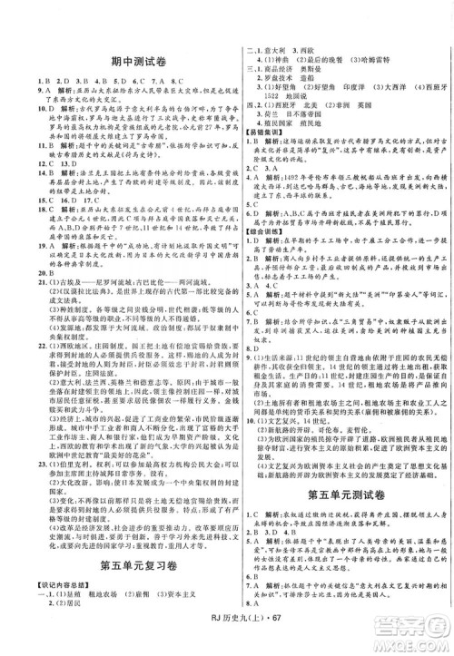 2019夺冠百分百初中优化测试卷九年级历史人教版上册答案