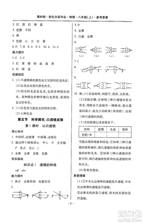 驰逐文化2019课时刷优化分层作业八年级物理上册昆明专版答案