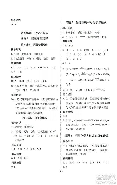 驰逐文化2019课时刷优化分层作业九年级化学上册答案