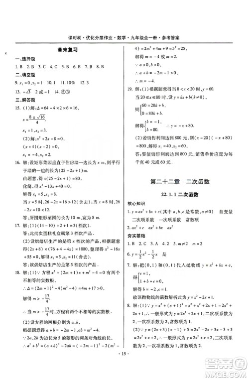 驰逐文化2019课时刷优化分层作业九年级数学全一册答案